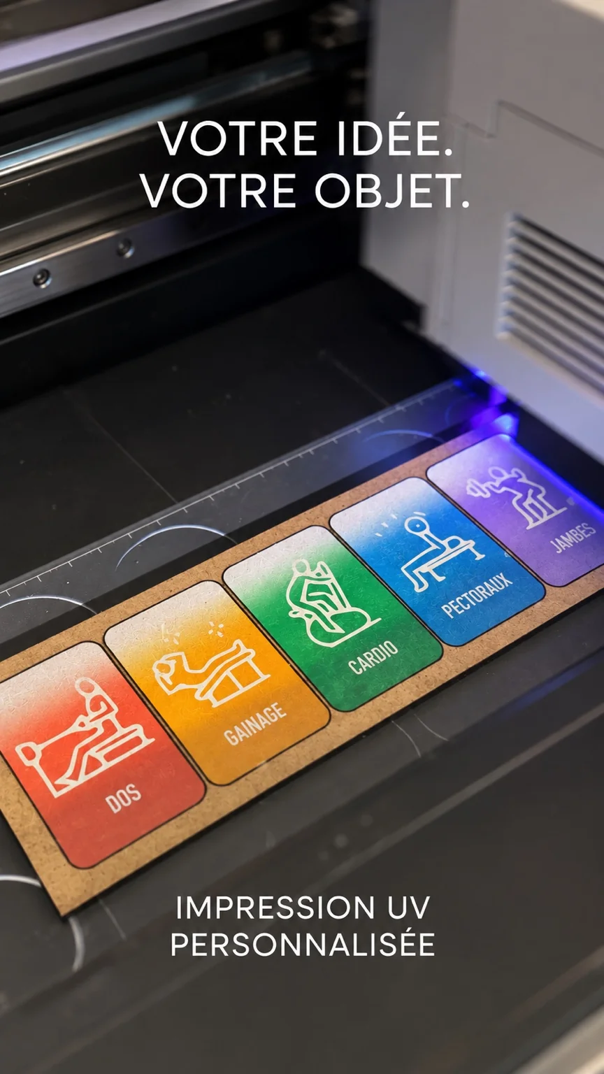 Pièces colorées en cours de personnalisation directement dans l’imprimante UV